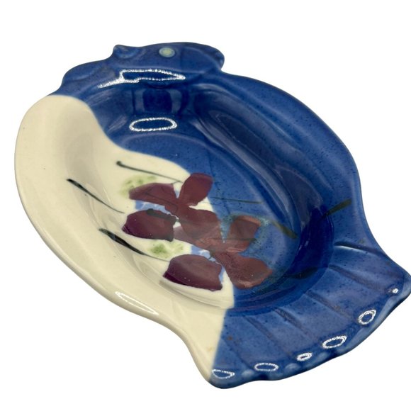 Kent Follette SIGNED Handcrafted ArtPottery Serving Dish Plate Bird Flowers Tray - Picture 2 of 8